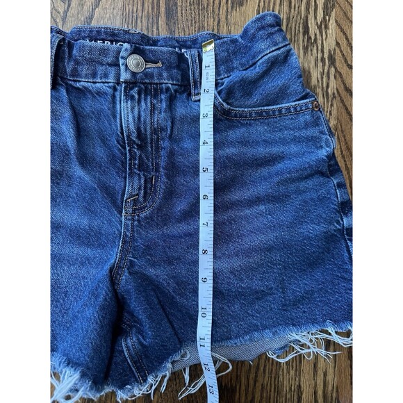 American Eagle Strigid Distressed Blue Denim Jean Shorts Cutoff Cotton‎ Size 0 - Picture 4 of 9